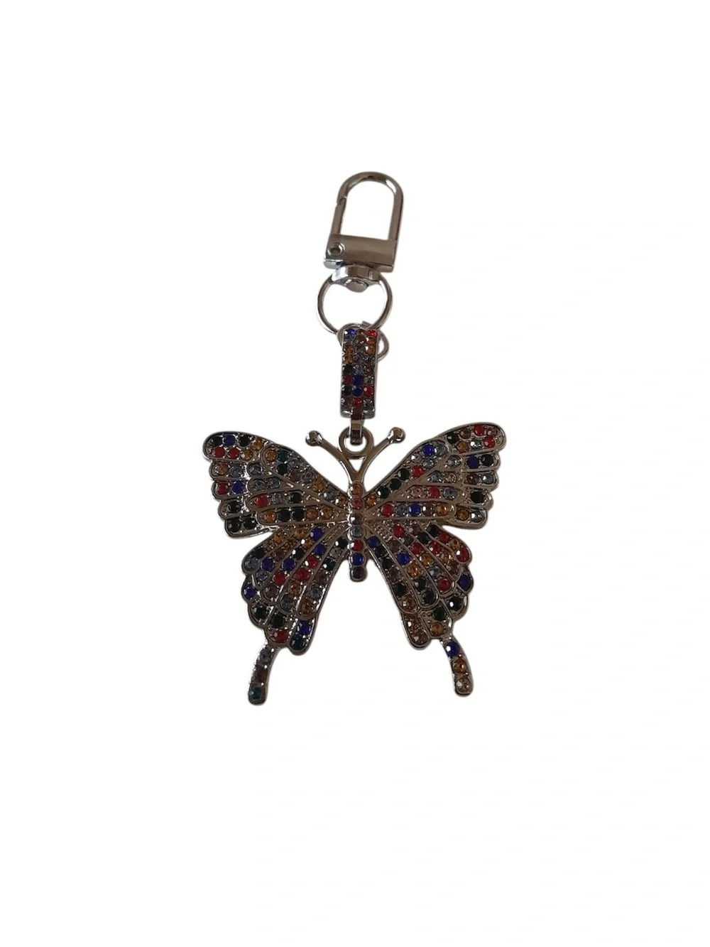 Rainbow Butterfly Charm Keychain with Rhinestone Crystal 1pc